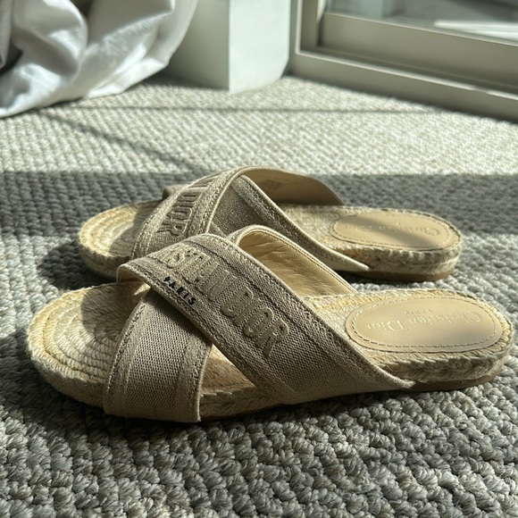 Brand New Dior Beige Granville Criss Cross Espadrille Sandals 37.5. - Picture 2 of 7
